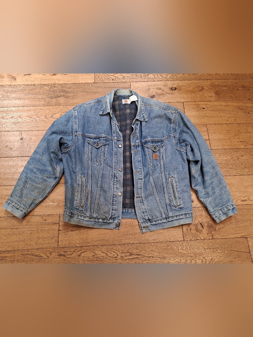 VTG Carhartt Denim Jacket Blanket Lined Mens XLT Union Made in USA JB1998